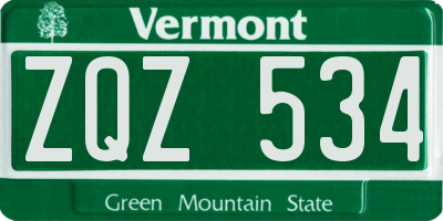 VT license plate ZQZ534