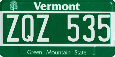 VT license plate ZQZ535