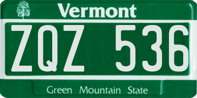 VT license plate ZQZ536