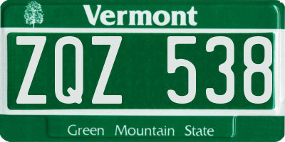 VT license plate ZQZ538