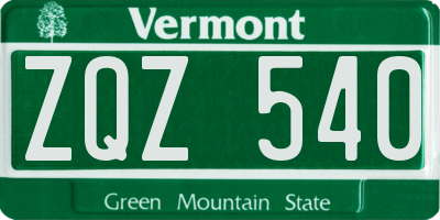 VT license plate ZQZ540