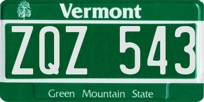 VT license plate ZQZ543