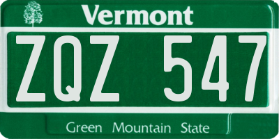 VT license plate ZQZ547