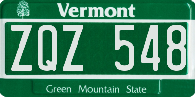 VT license plate ZQZ548