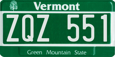 VT license plate ZQZ551