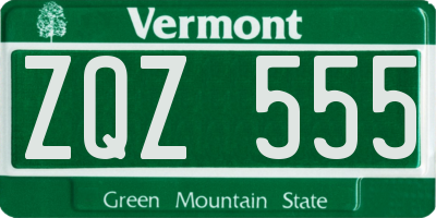 VT license plate ZQZ555