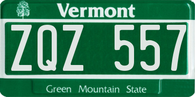 VT license plate ZQZ557
