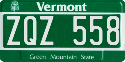 VT license plate ZQZ558