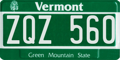 VT license plate ZQZ560