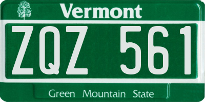 VT license plate ZQZ561