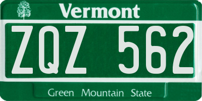 VT license plate ZQZ562