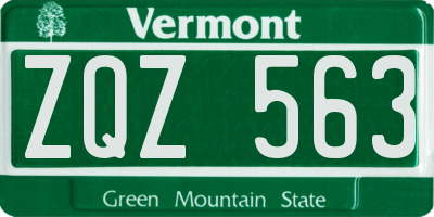 VT license plate ZQZ563