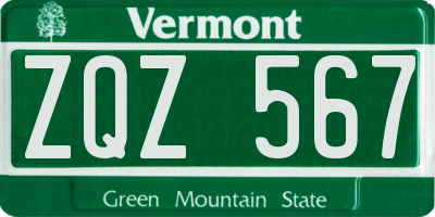 VT license plate ZQZ567