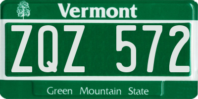 VT license plate ZQZ572