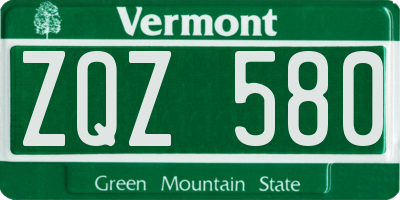 VT license plate ZQZ580