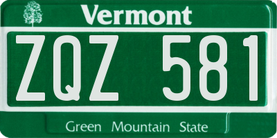 VT license plate ZQZ581