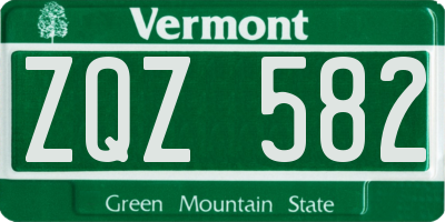 VT license plate ZQZ582