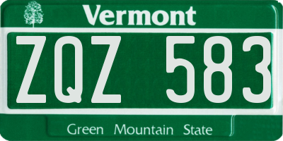 VT license plate ZQZ583