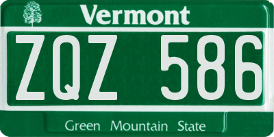 VT license plate ZQZ586