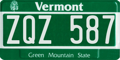 VT license plate ZQZ587