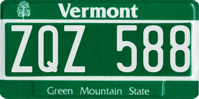 VT license plate ZQZ588
