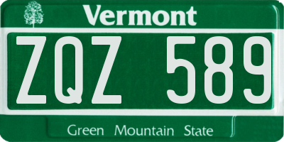 VT license plate ZQZ589