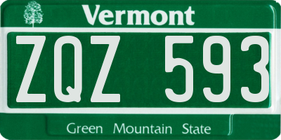 VT license plate ZQZ593