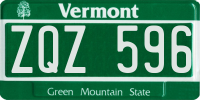 VT license plate ZQZ596