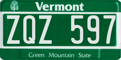VT license plate ZQZ597