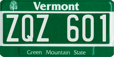 VT license plate ZQZ601