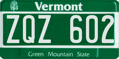 VT license plate ZQZ602