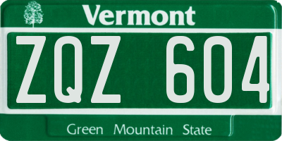VT license plate ZQZ604