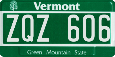 VT license plate ZQZ606