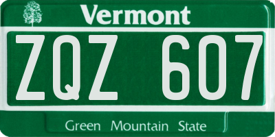 VT license plate ZQZ607