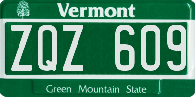 VT license plate ZQZ609