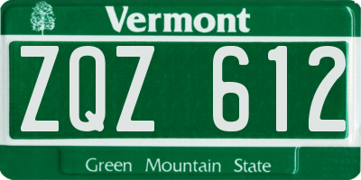 VT license plate ZQZ612