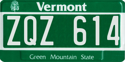 VT license plate ZQZ614