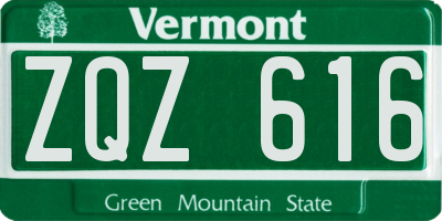VT license plate ZQZ616
