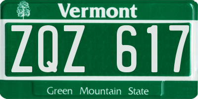 VT license plate ZQZ617