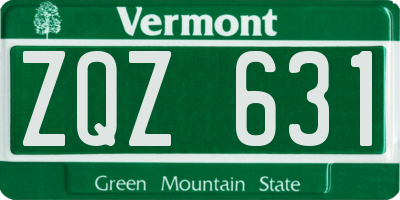 VT license plate ZQZ631