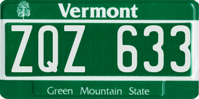 VT license plate ZQZ633