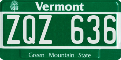 VT license plate ZQZ636