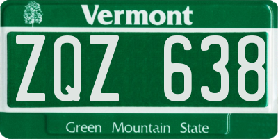 VT license plate ZQZ638