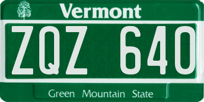VT license plate ZQZ640