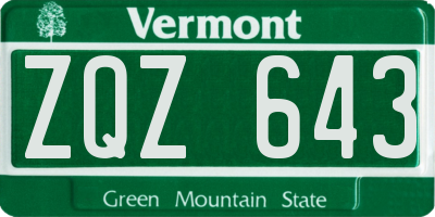 VT license plate ZQZ643