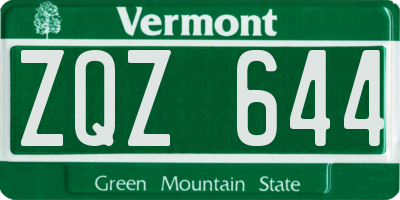 VT license plate ZQZ644