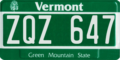 VT license plate ZQZ647