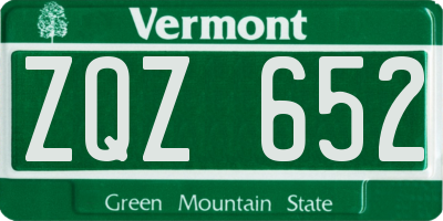 VT license plate ZQZ652