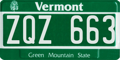 VT license plate ZQZ663