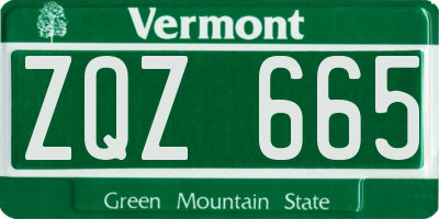 VT license plate ZQZ665